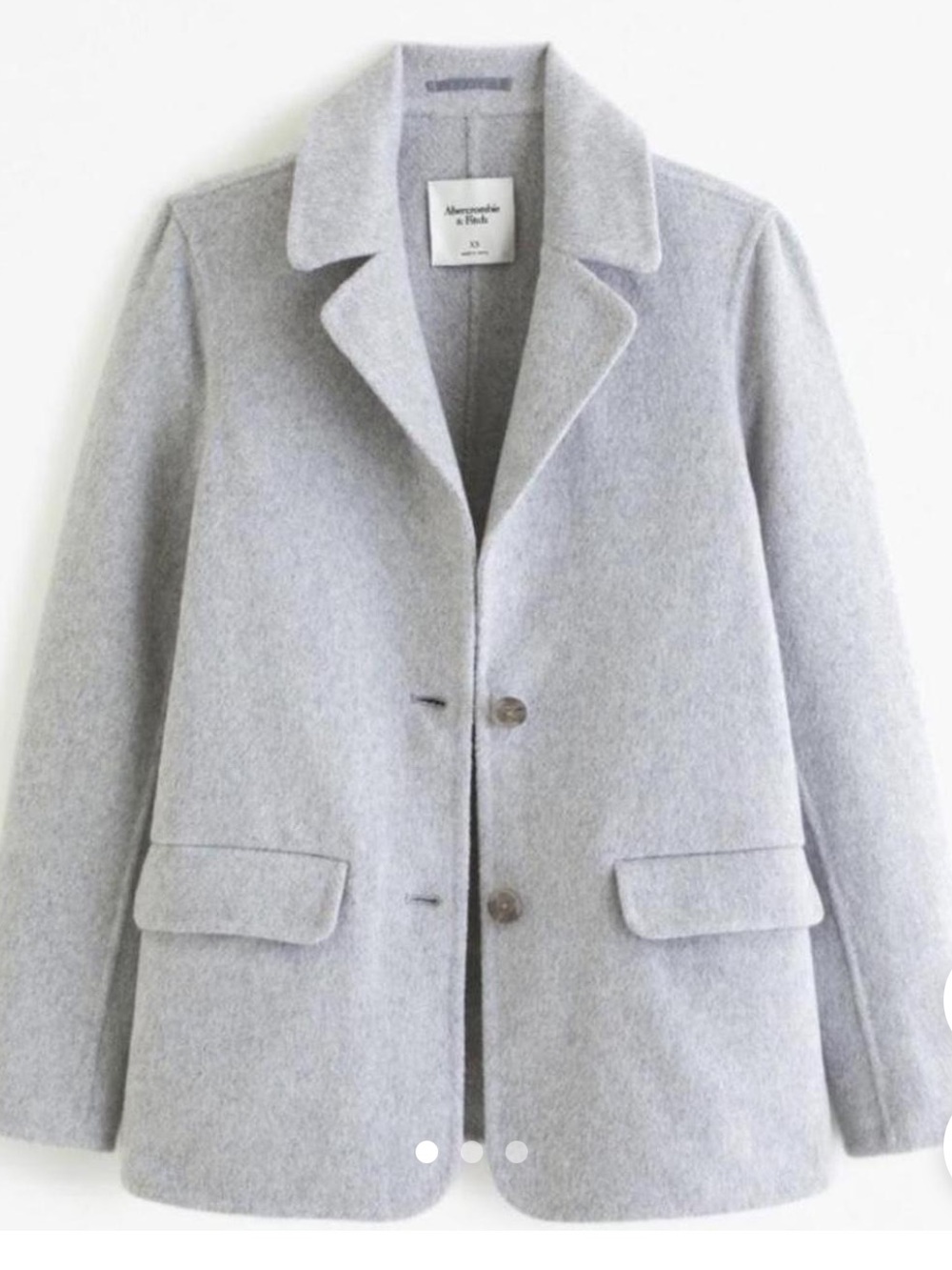 Abercrombie & Fitch Light Grey Wool-Blend Pea Coat